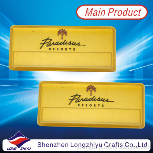 Magnetic Gold Plated Aluminum Name Tag with Enamel (LZY-2013000027)